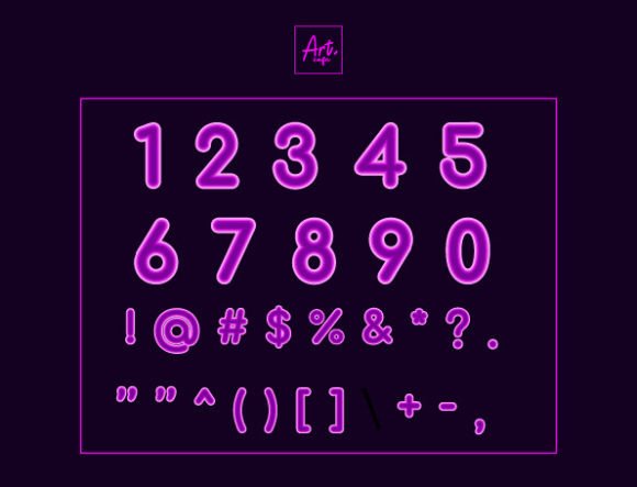 Neon Font PNG with transparent background - Preview 3