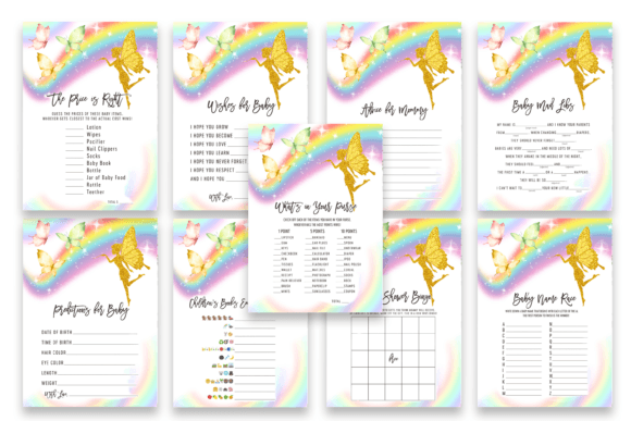 Rainbow & Butterflies Baby Shower Games
