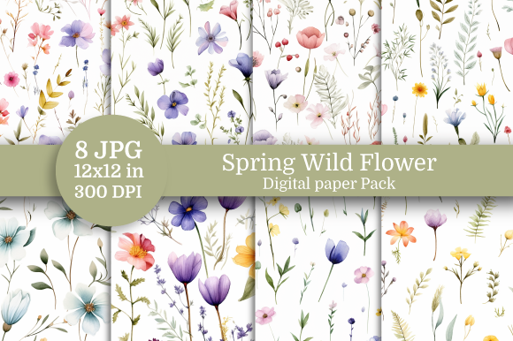Spring Wildflower Digital Paper Graphic by Nam Tiwa · Creative Fabrica