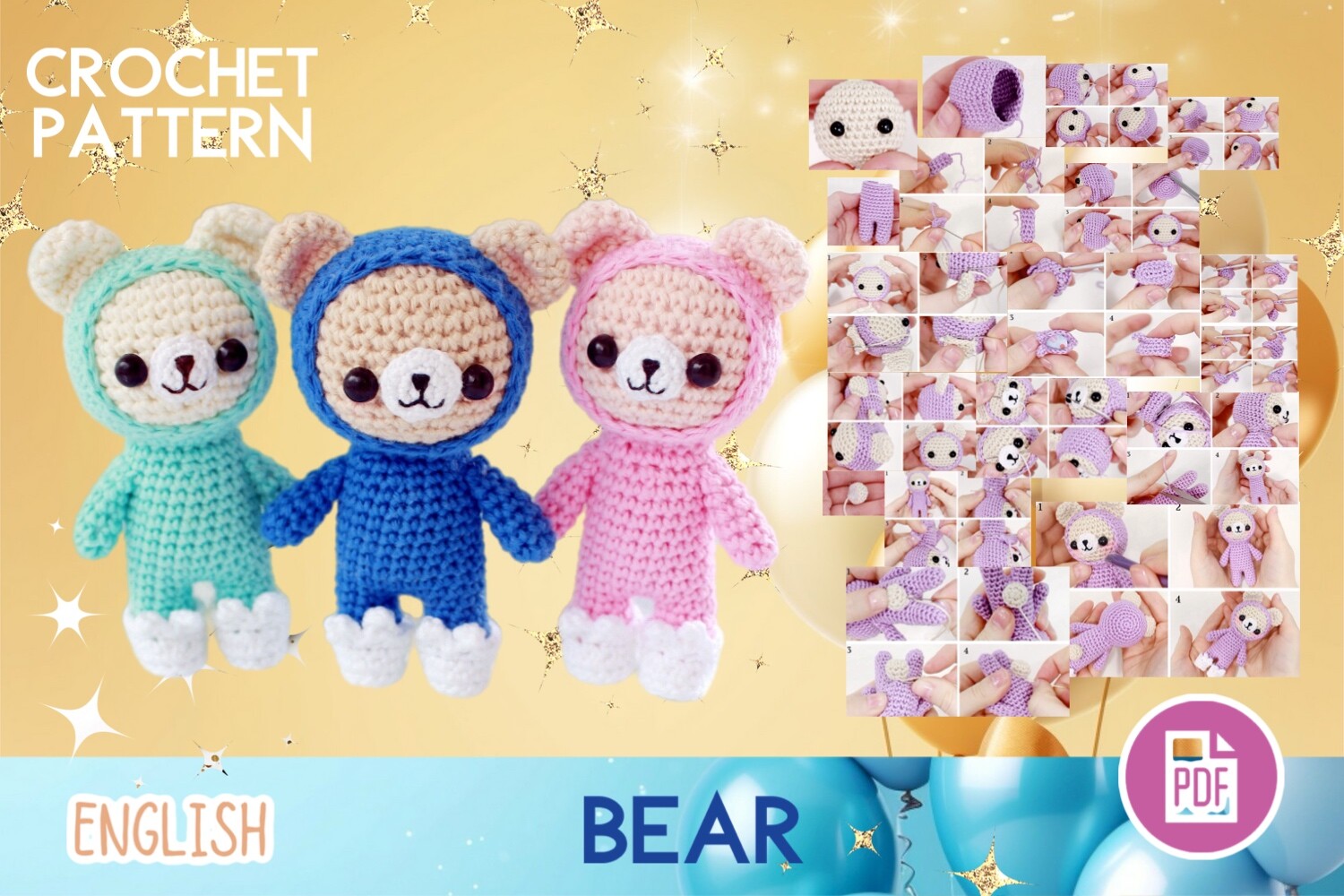 Crochet Bears / Teddy Toy Pattern PDF