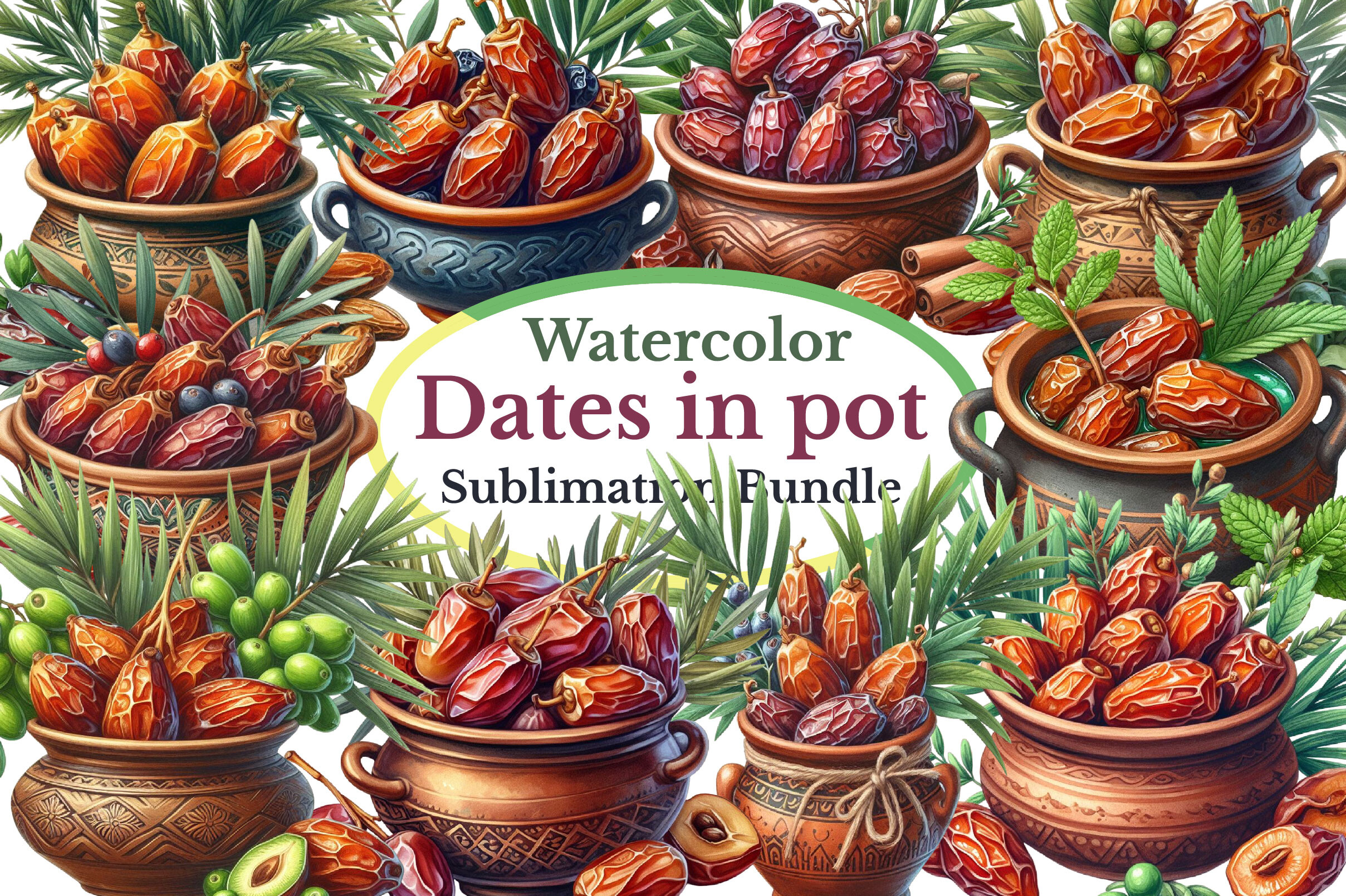 Dates in a Pot Clipart Bundle Graphic by CitraGraphics · Creative Fabrica
