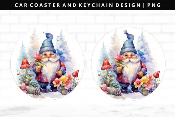 Gnome Car Coaster Sublimation Graphic Illustrations By StasyLionet