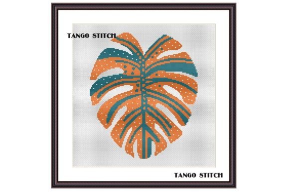 Monstera Leaf Art Cross Stitch Pattern