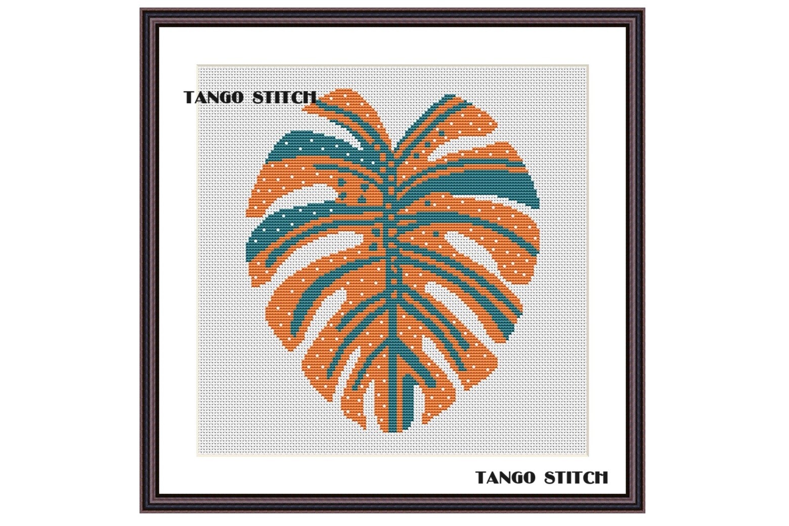 Monstera Leaf Art Cross Stitch Pattern