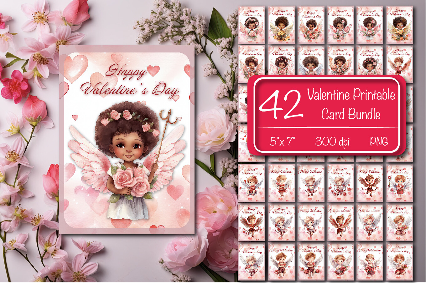 Printable Valentine Card Bundle Graphic by Createya Design · Creative ...