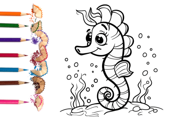 Seahorse Coloring Page for Kids