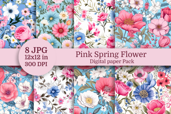 Spring Flower Digital Paper Graphic by Nam Tiwa · Creative Fabrica