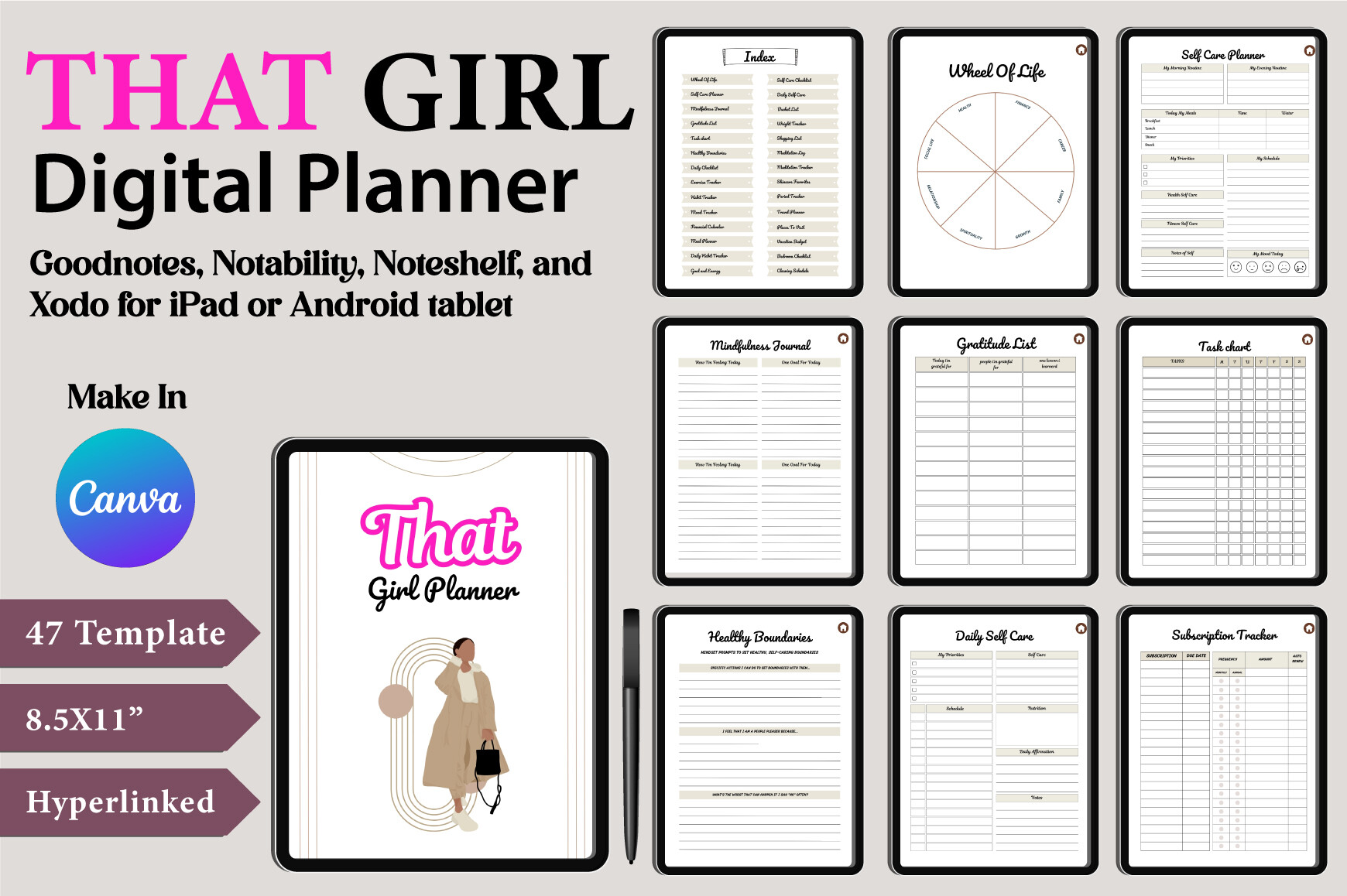 That Girl Digital Planner Canva Template