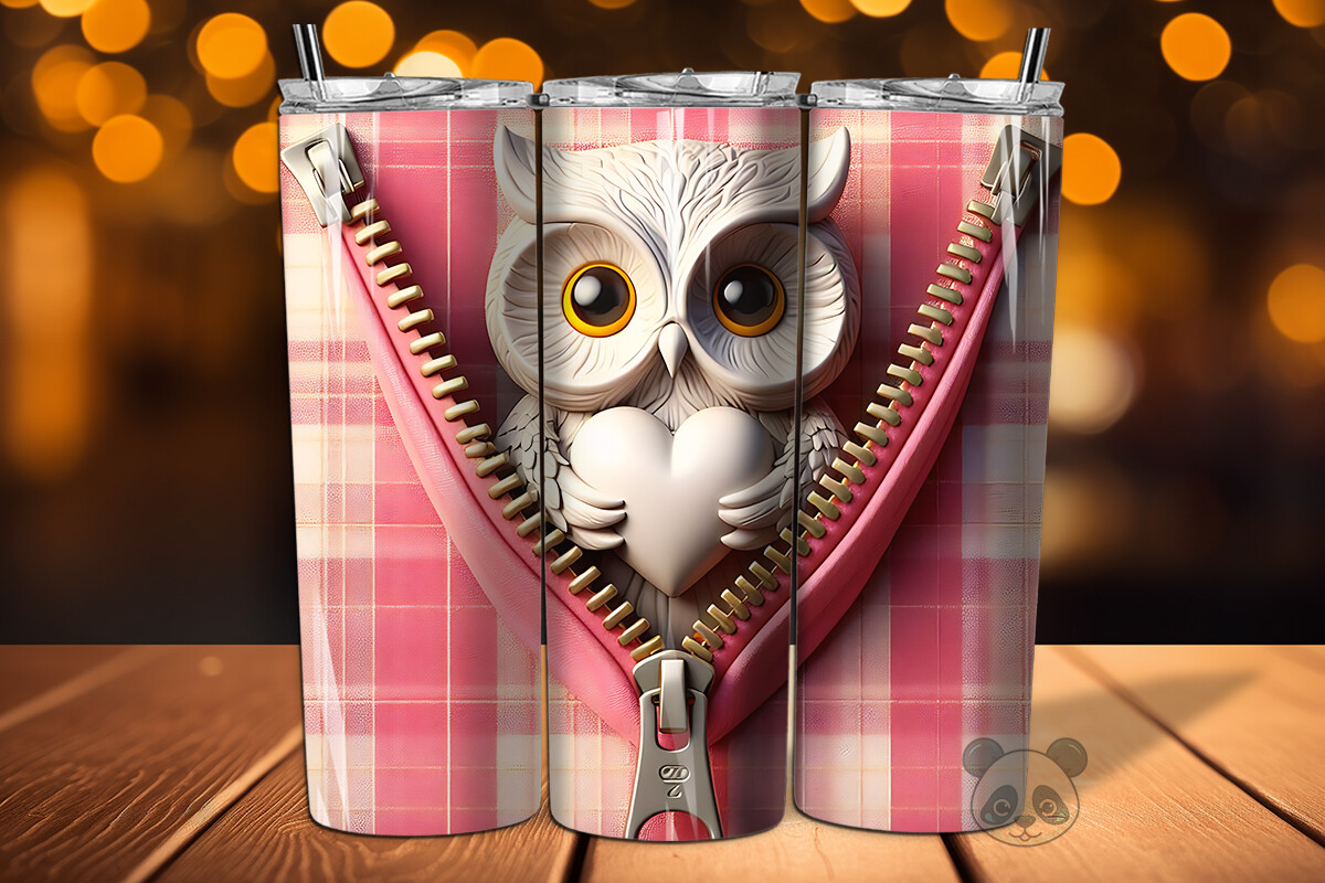 Valentine Zipper Owl 3D Tumbler Wrap Graphic by Pandastic · Creative ...