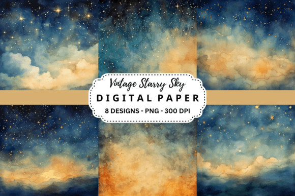 Vintage Starry Sky Digital Paper