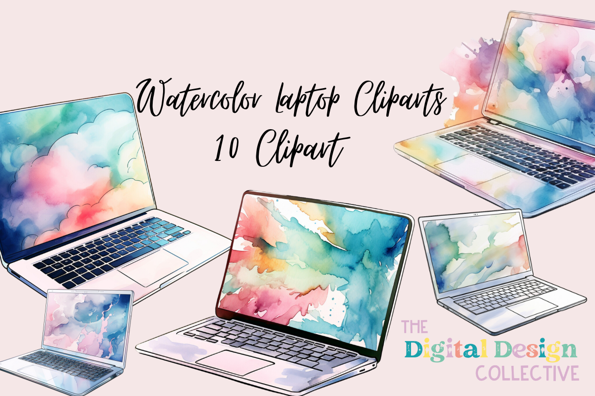 Watercolor Computer Array Watercolor Laptop ClipArt's Bundle Graphic by lizballew · Creative Fabrica