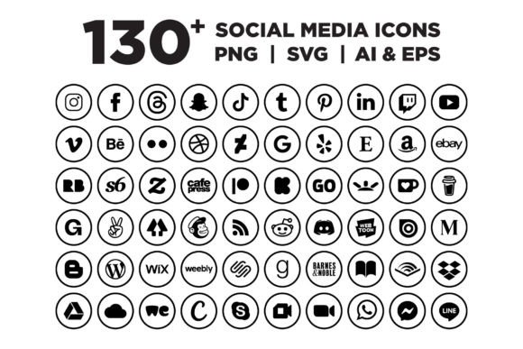 Circle Outline Small Social Media Icons