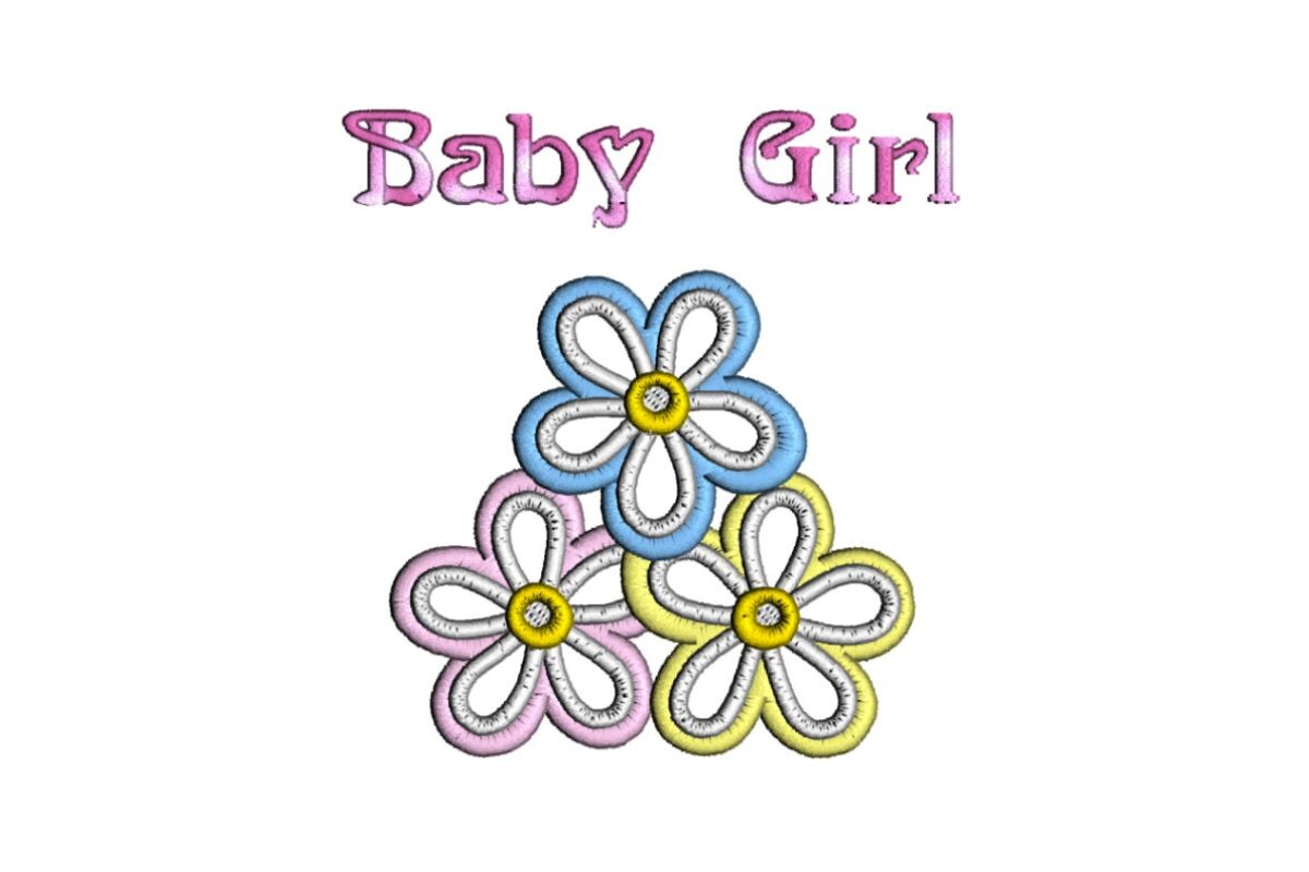 Cute Floral Baby Girl Applique