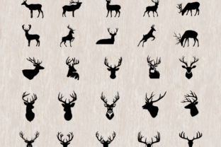 DEER SILHOUETTES BUNDLE SVG DXF PNG Graphic by Moonglow Digital Arts ...
