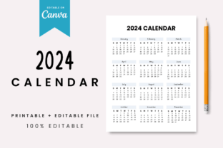 Editable Calendar 2024 Canva Template Graphic by AN Graphics · Creative ...
