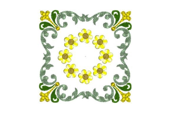 Green & Yellow Floral Quilt Block