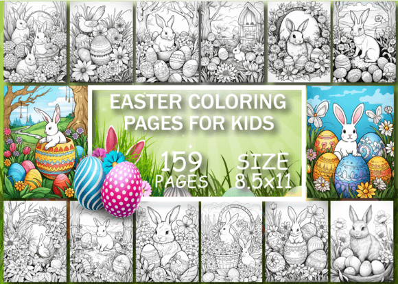 Easter Coloring Pages for Kids V-05 Graphic by Design Zone · Creative ...