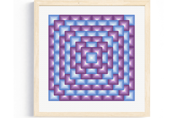 Geometric Stacked Squares Cross Stitch