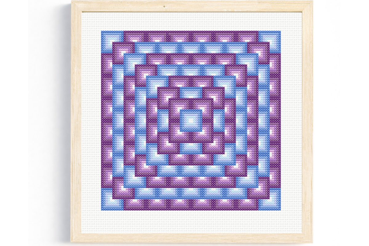 Geometric Stacked Squares Cross Stitch
