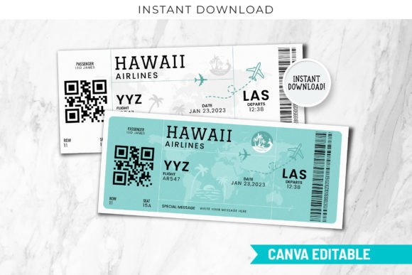 Hawaii Trip Ticket Boarding Pass Canva