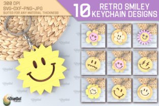 Retro Smiley Keychain Laser Cut Bundle