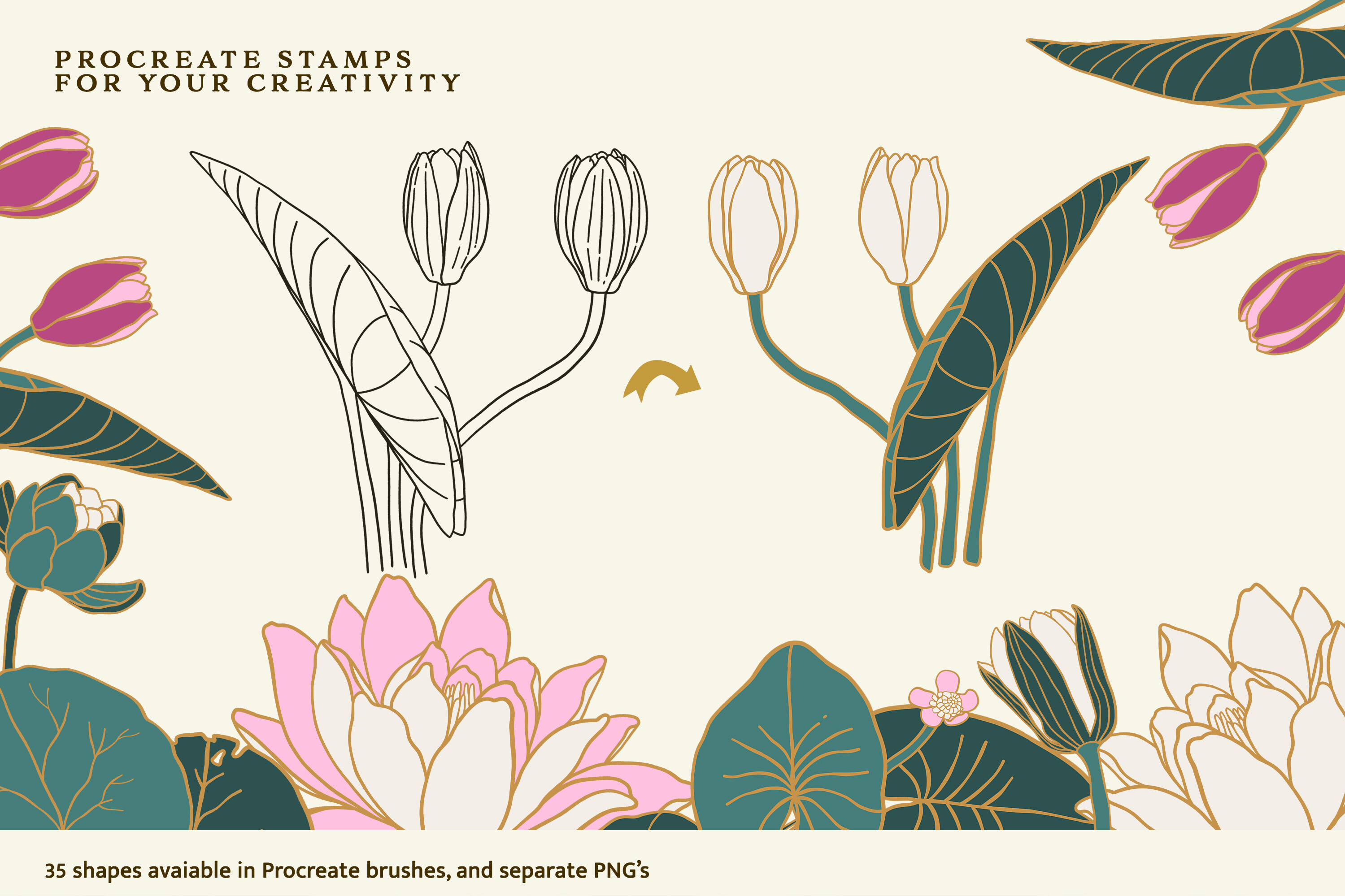 Water Lily Procreate Brushes - photo 3