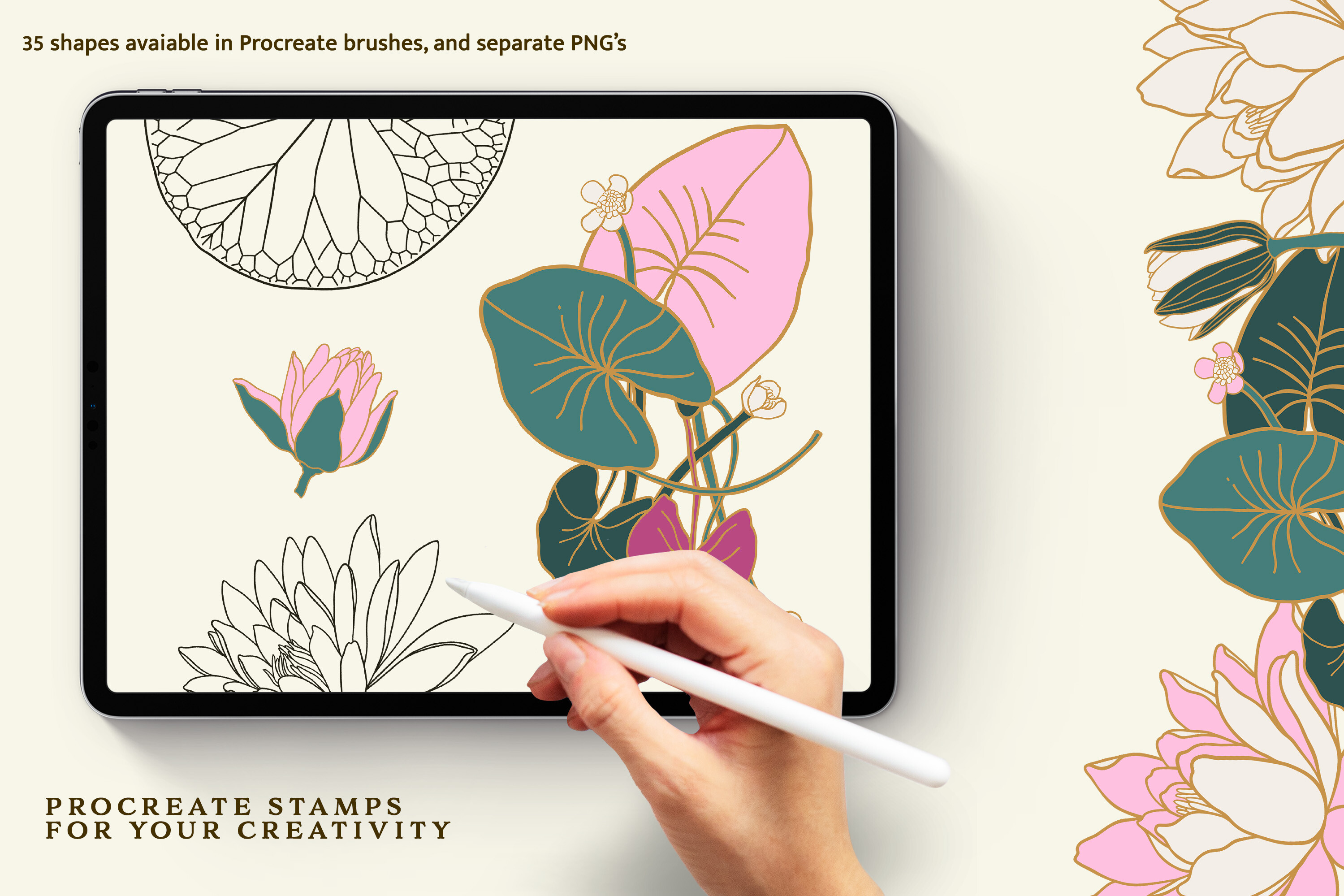 Water Lily Procreate Brushes - photo 4