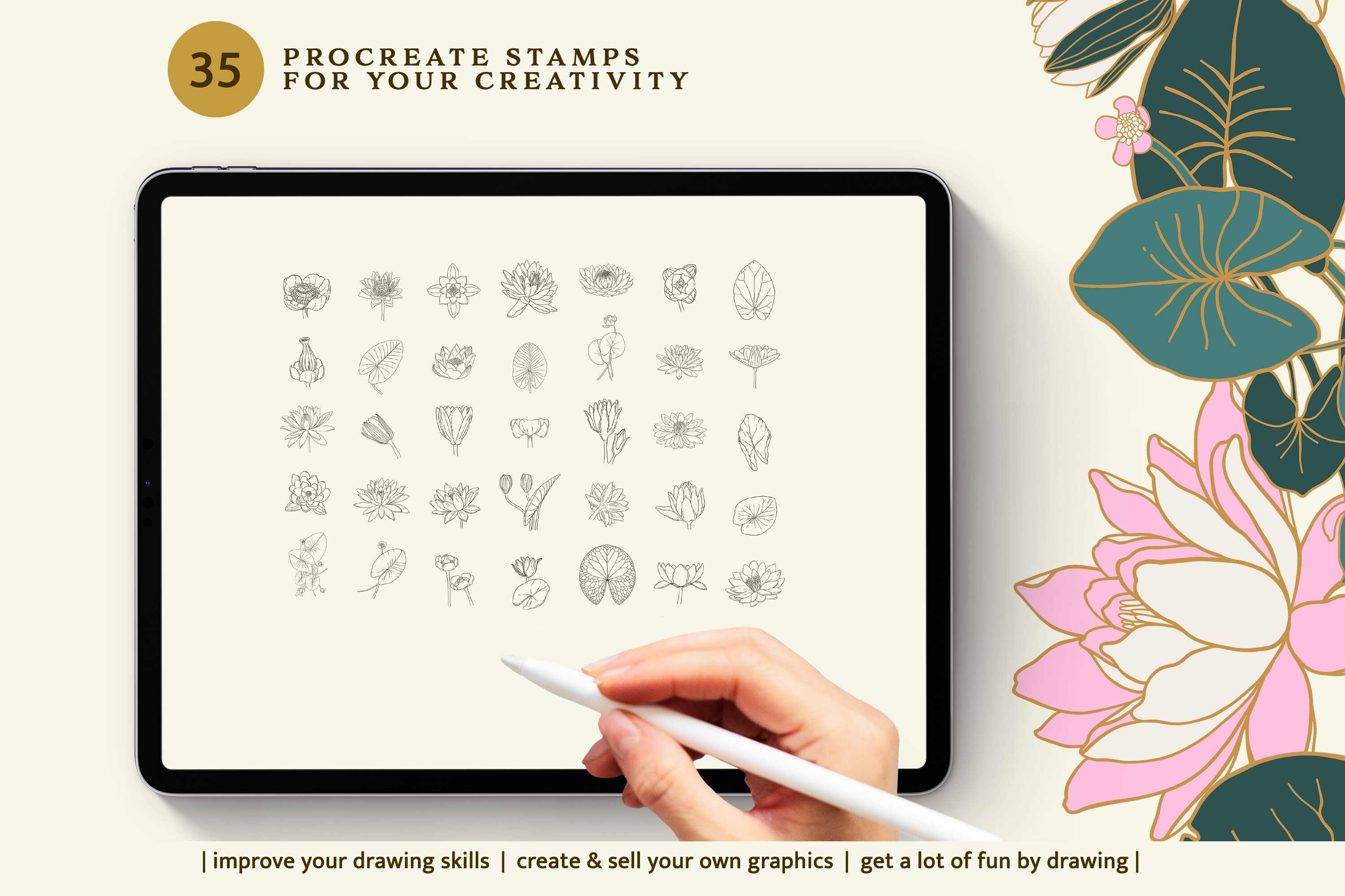 Water Lily Procreate Brushes - photo 6