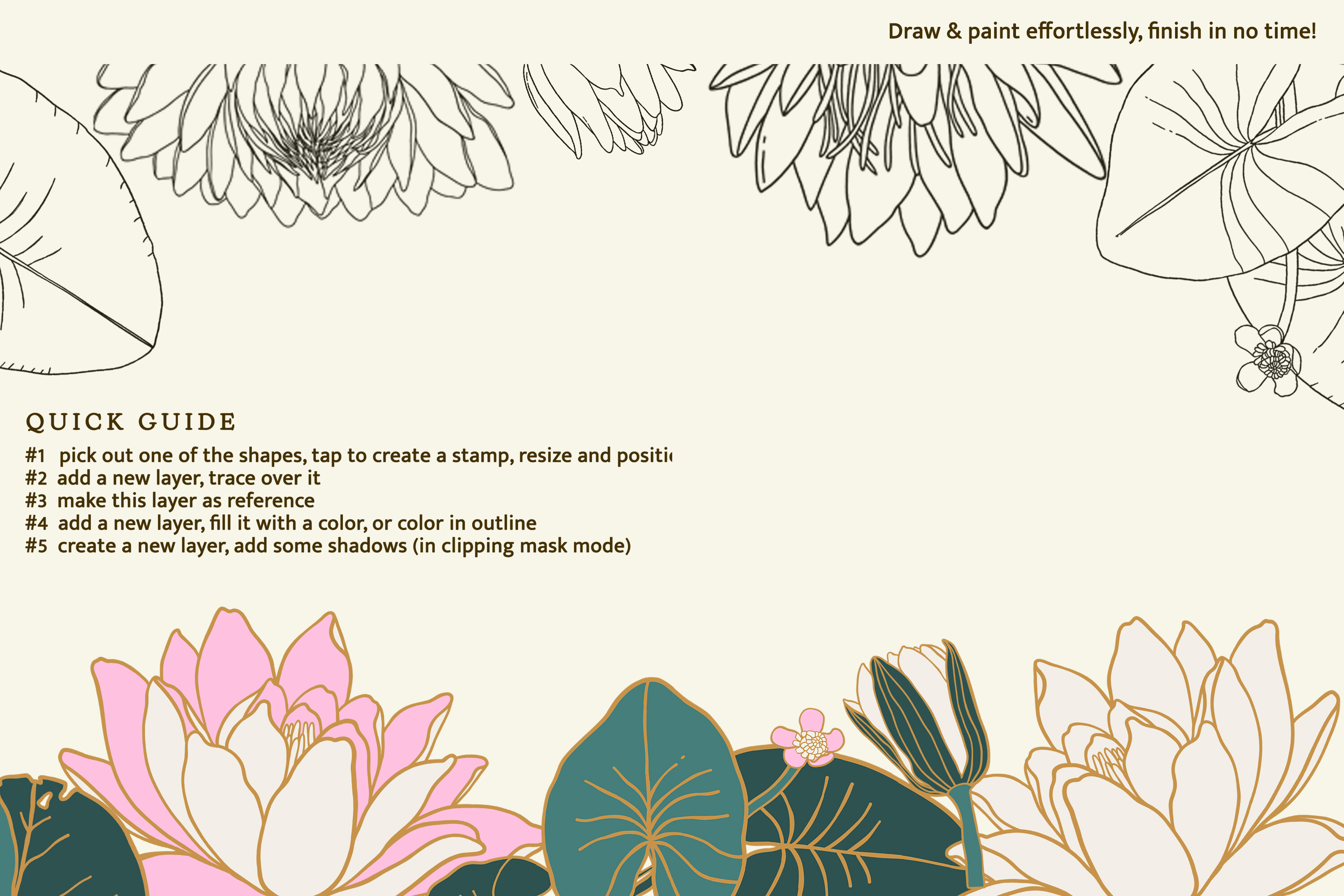 Water Lily Procreate Brushes - photo 7