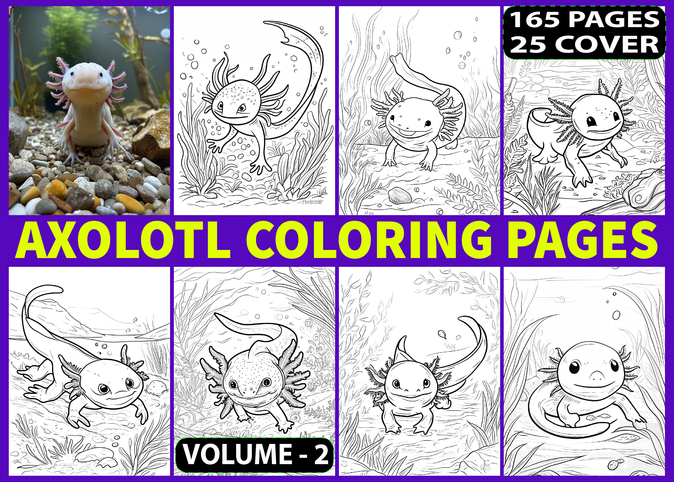 165+ Axolotl Coloring Book for Kids