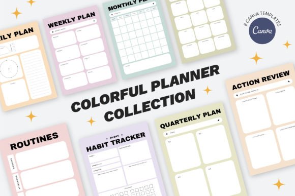 Colorful CANVA Planner Template Set