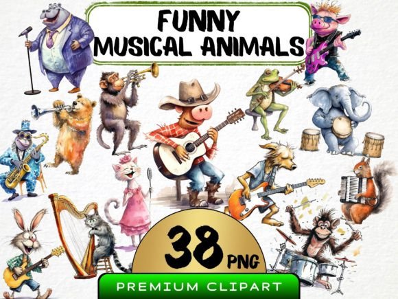 Funny Musical Animals Clipart Graphic Illustrations By MokoDE