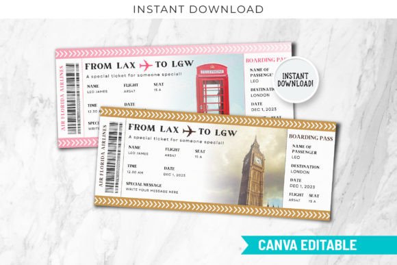 London Trip Ticket Boarding Pass Canva