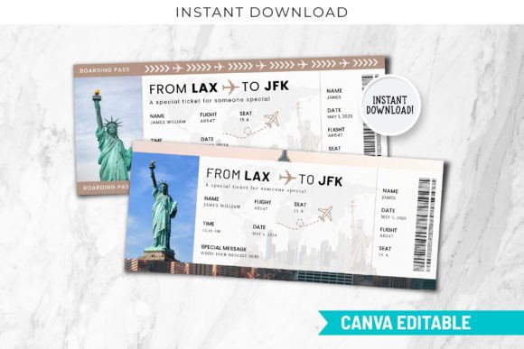 New York Boarding Pass Canva Ticket