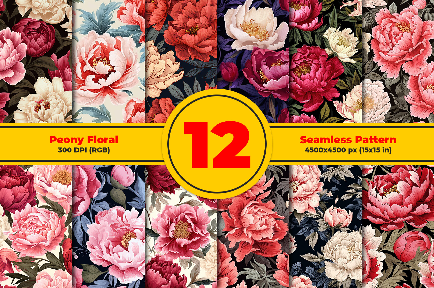 Peony Floral Seamless Pattern Graphic by mspro996 · Creative Fabrica