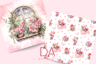 Vintage Valentine Day Rose Digital Paper Graphic by daisyartwatercolors ...