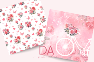 Vintage Valentine Day Rose Digital Paper Graphic by daisyartwatercolors ...