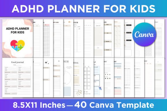 ADHD Planner for Kids Canva Template