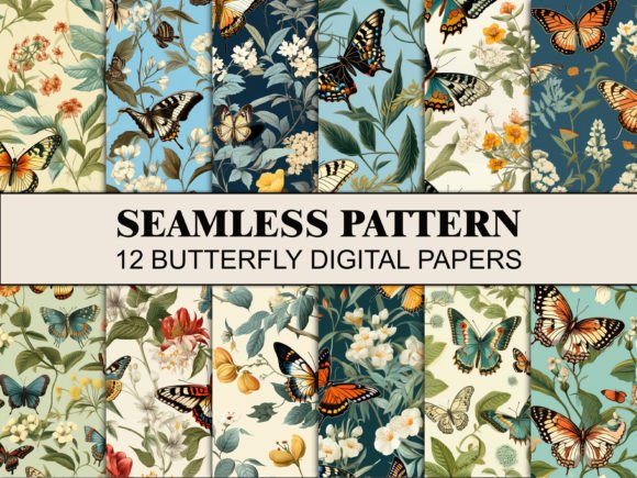 Butterfly Seamless Pattern Botanical