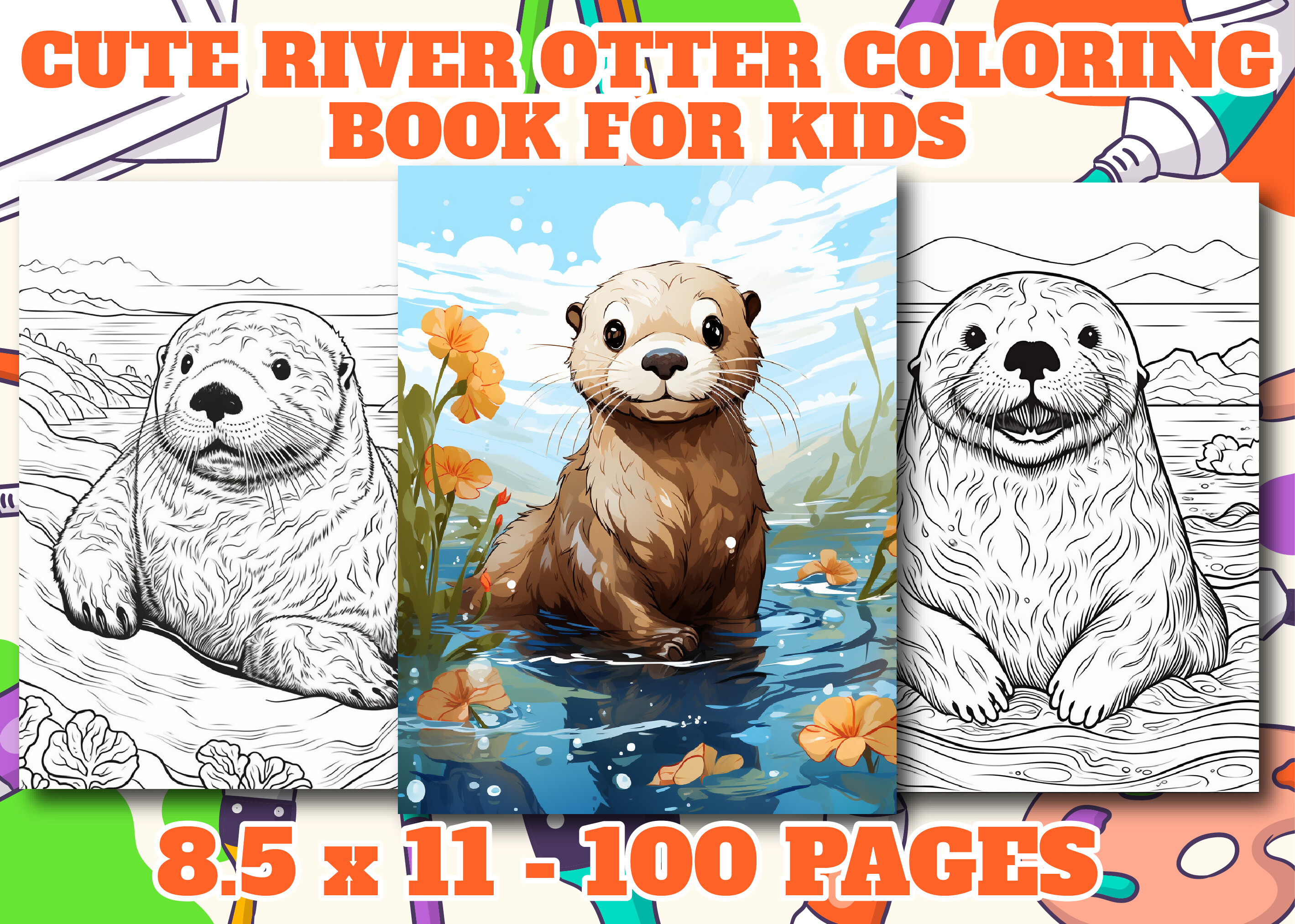 Cute River 2 Otter Coloring Pages