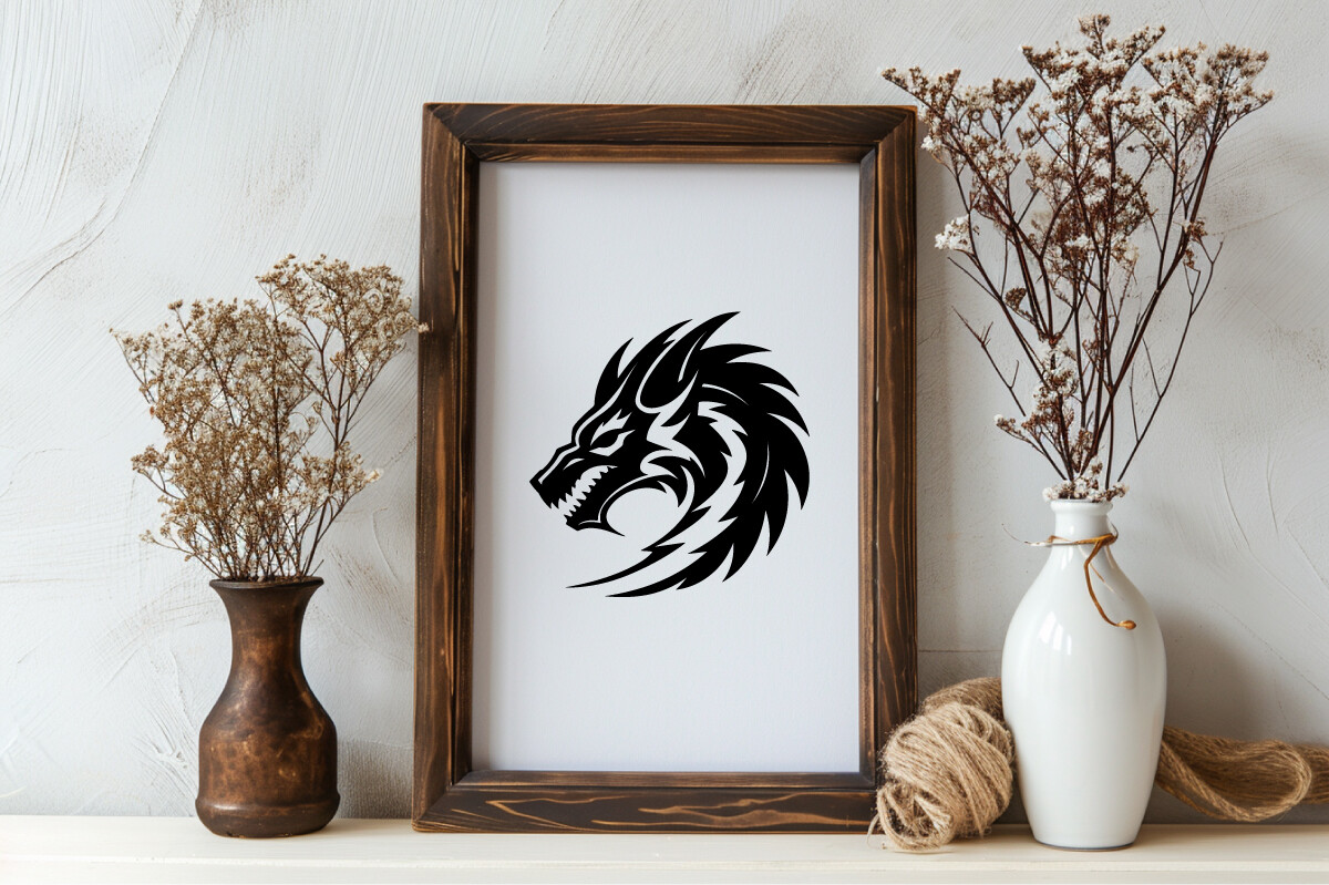 Dragon Head Black Silhouette Drawing