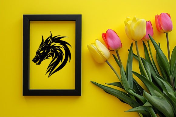 Dragon Head Black Silhouette Vector