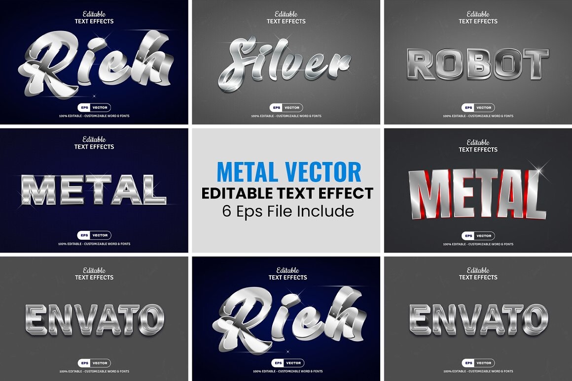 Metallic Editable Text Editable Metal Text Effects Graphic by mristudio · Creative Fabrica