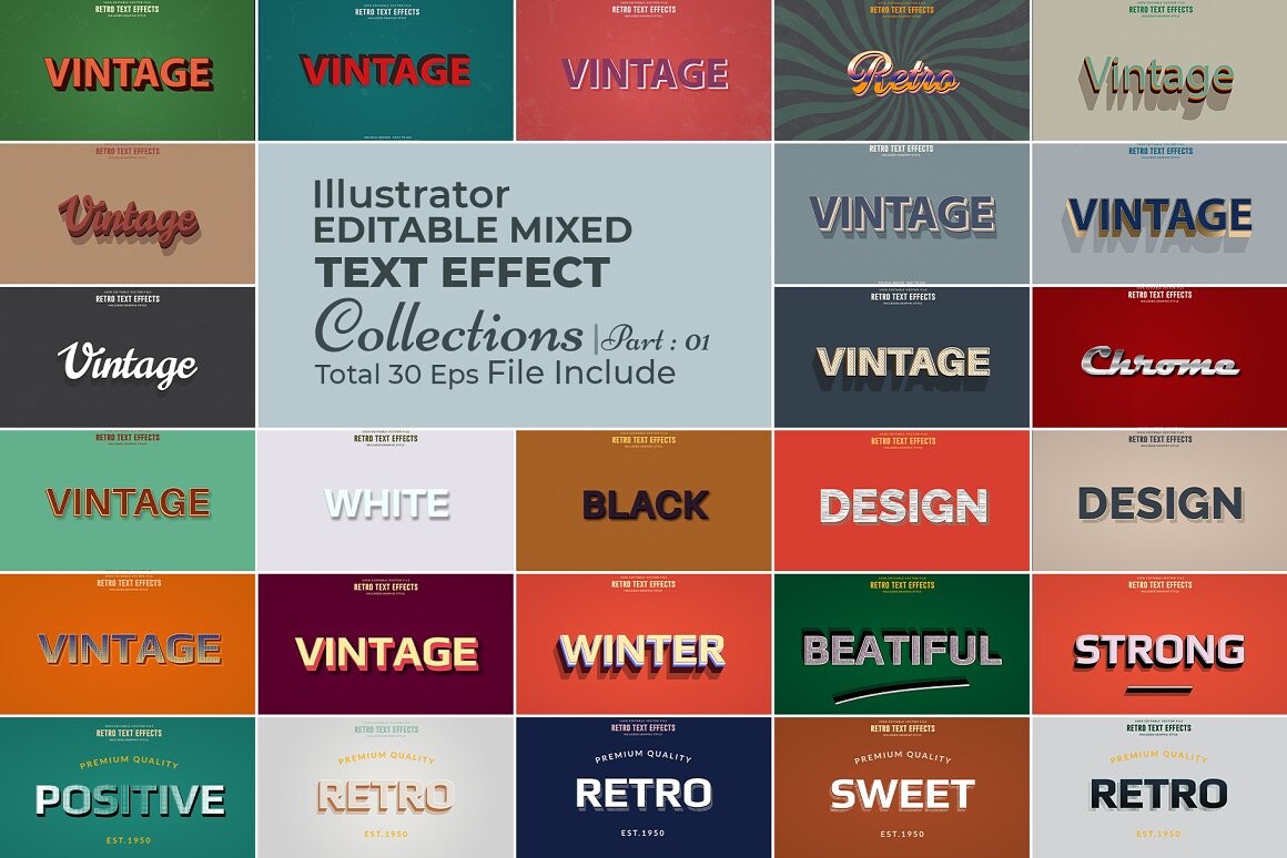 Editable Retro Vector Text Effect Graphic by mristudio · Creative Fabrica