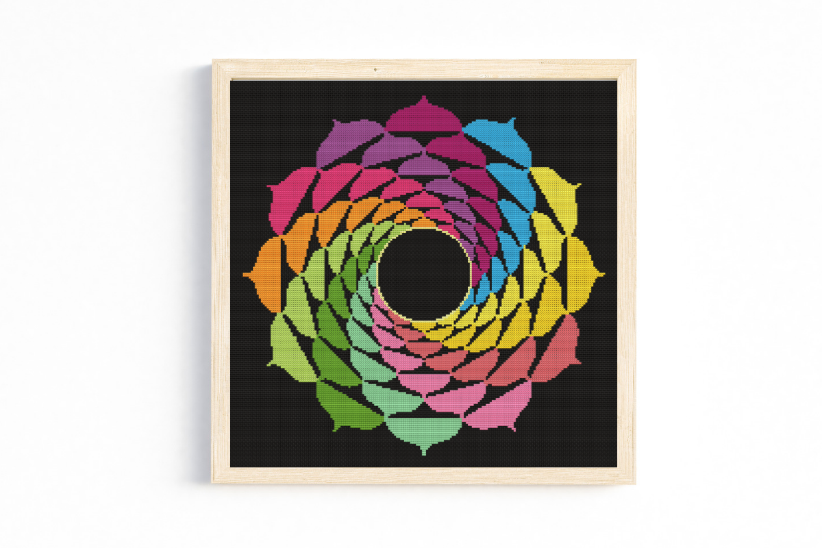 Large Happy Colour Mandala Cross Stitch