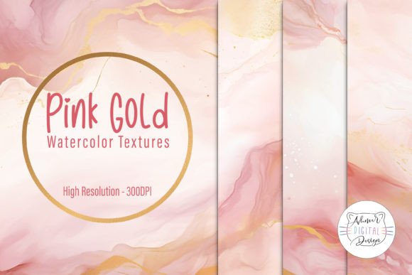 Pink Gold Watercolor Textures