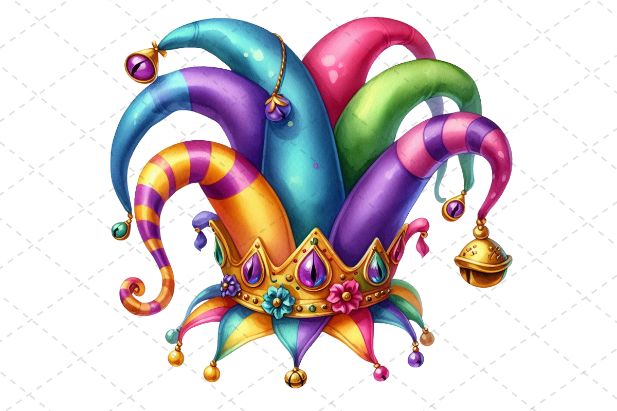 Watercolor Mardi Gras Jester Hat Clipart Graphic by Design Store ...