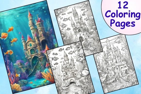 Amazing Underwater Castle Coloring Pages