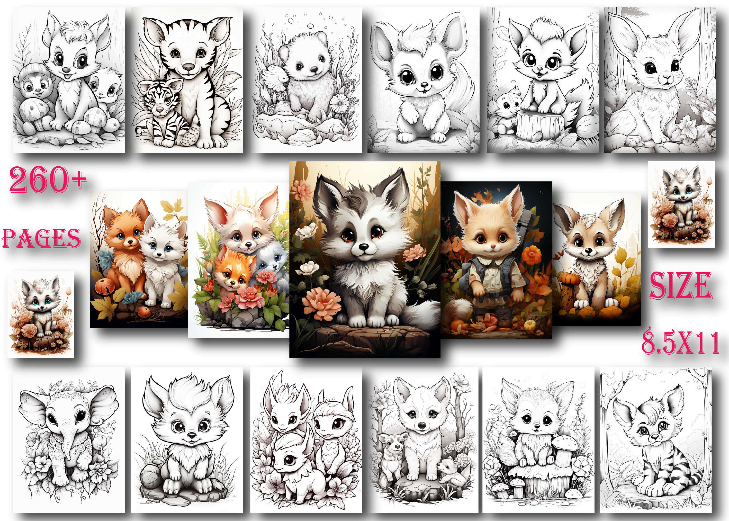 Cute Baby Animals Coloring Book for Kids