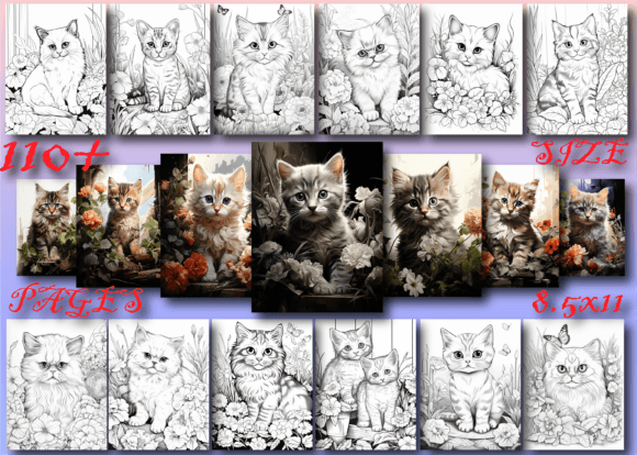 Cute Baby Cat Coloring Book for Kids